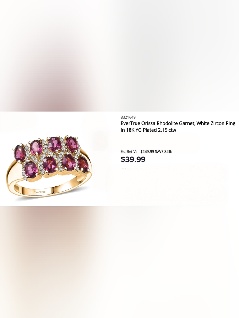 Stunning Garnet & Zircon double row ring, Sz.8, 18k YG - Picture 6 of 9